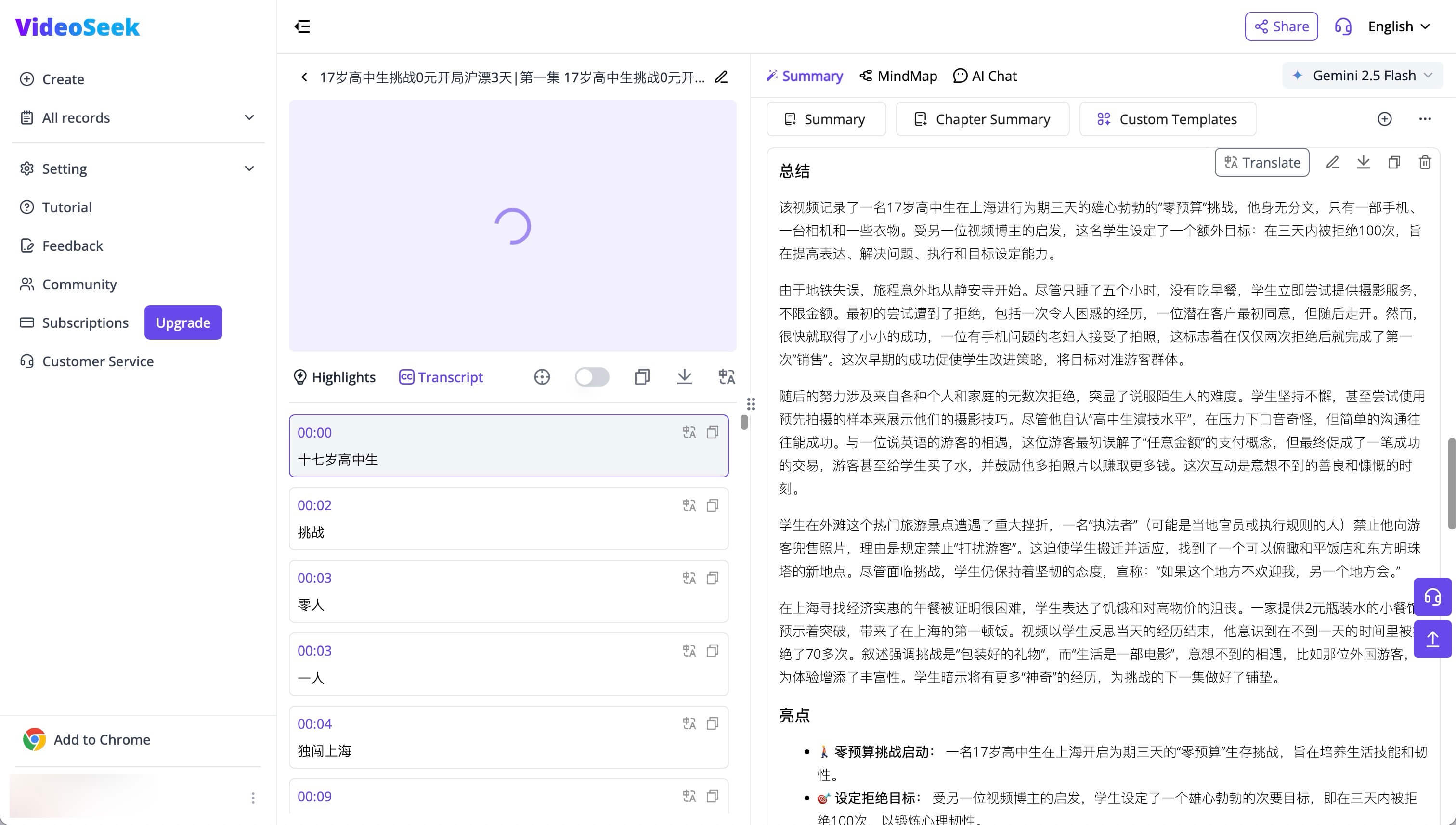 VideoseekAI 视频总结平台