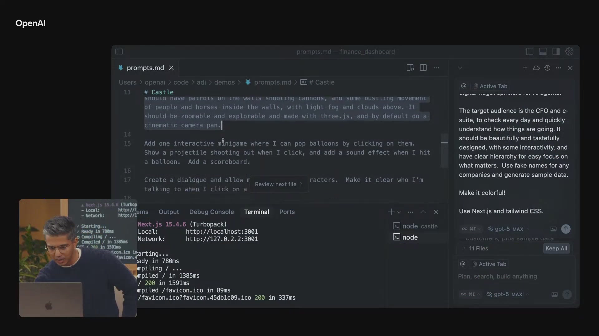 用于构建3D城堡游戏的自然语言指令