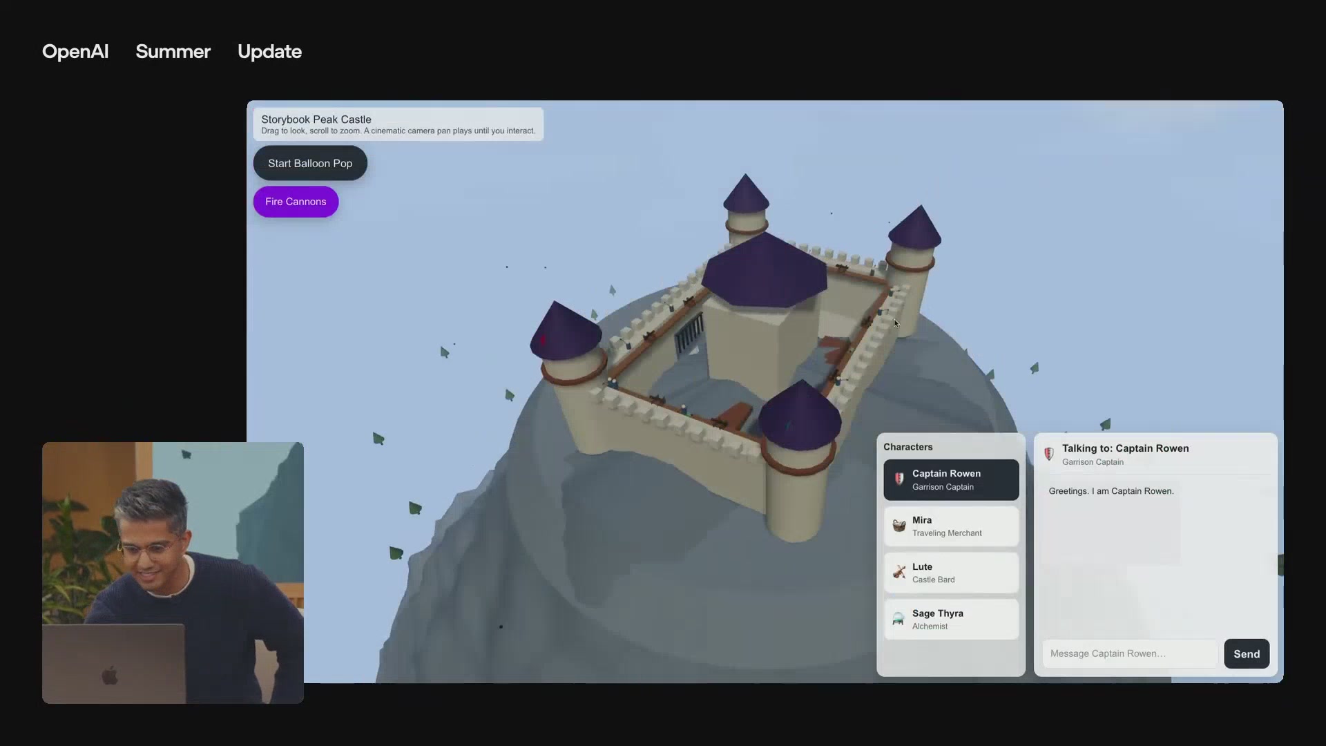 AI根据指令生成的3D城堡游戏界面