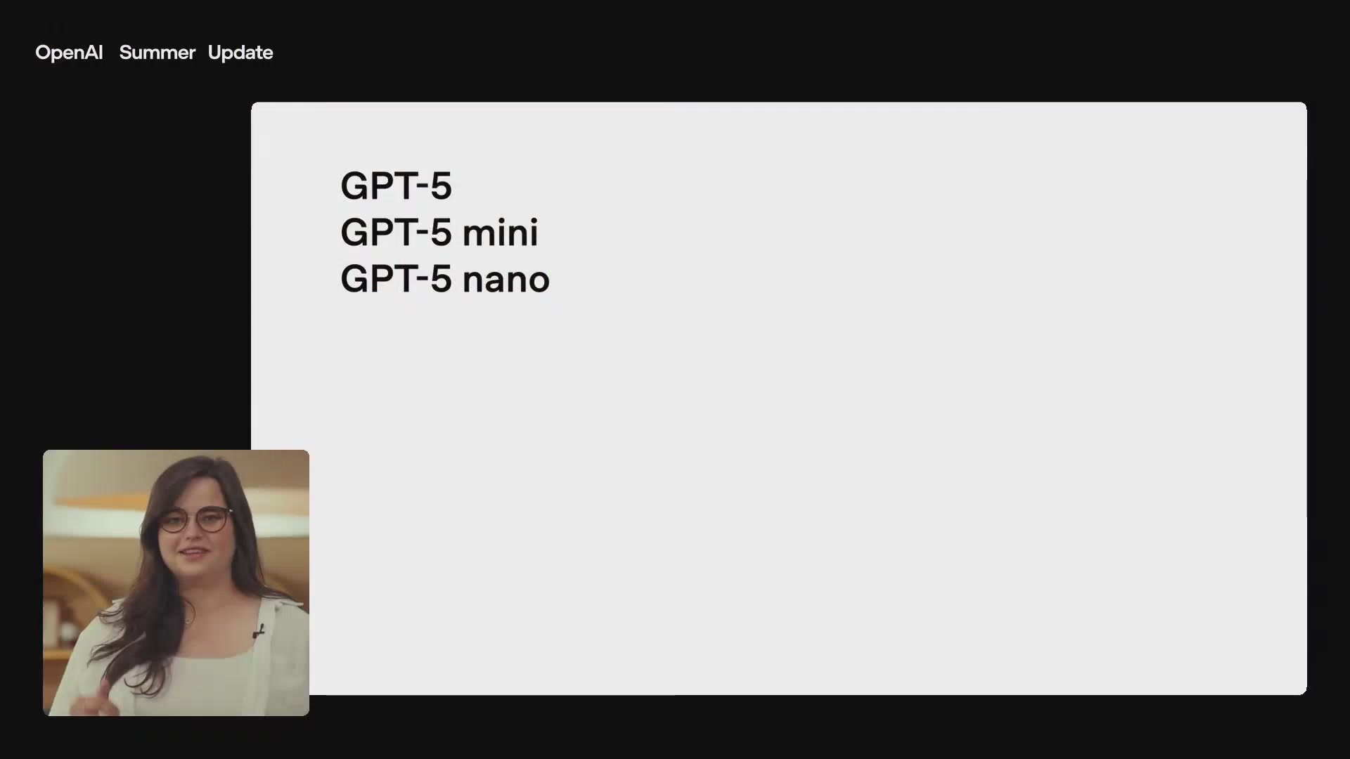 展示GPT-5模型家族的幻灯片